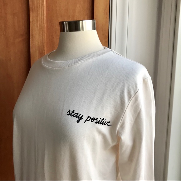 H&M Tops - H&M Divided Cream “Stay Positive” Sweatshirt